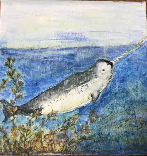 Narwhal. Watercolor, 8"x8"  