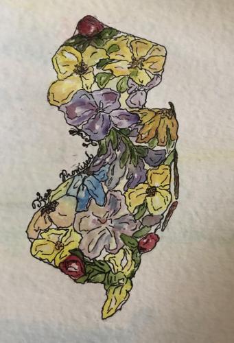 Flower Maps (New Jersey). Watercolor, 8"x10"